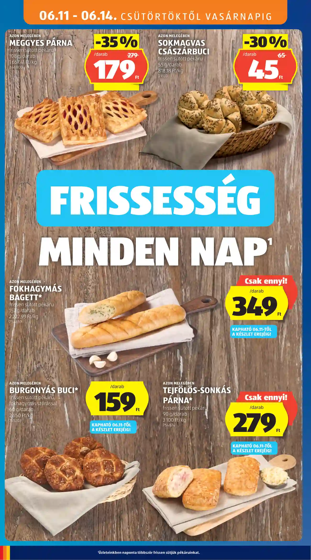 AZON MELEGÉBEN MEGGYES PÁRNA frissen sütött pékáru 108 g/darab – ALDI akciós újság 11. oldal