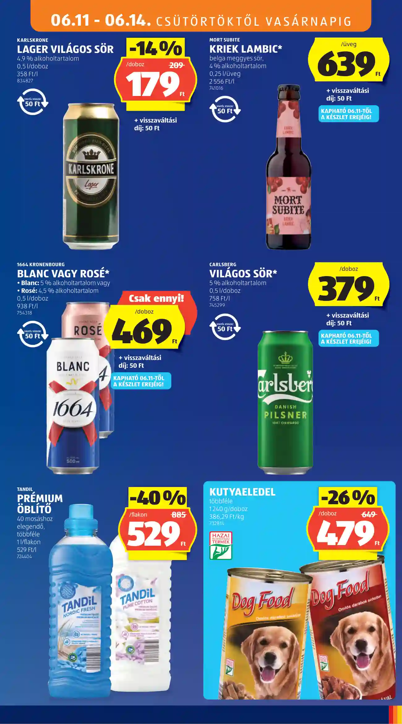 KARLSKRONE VILÁGOS SÖR 4,2 % alkoholtartalom 0,5 l/doboz – ALDI akciós újság 16. oldal