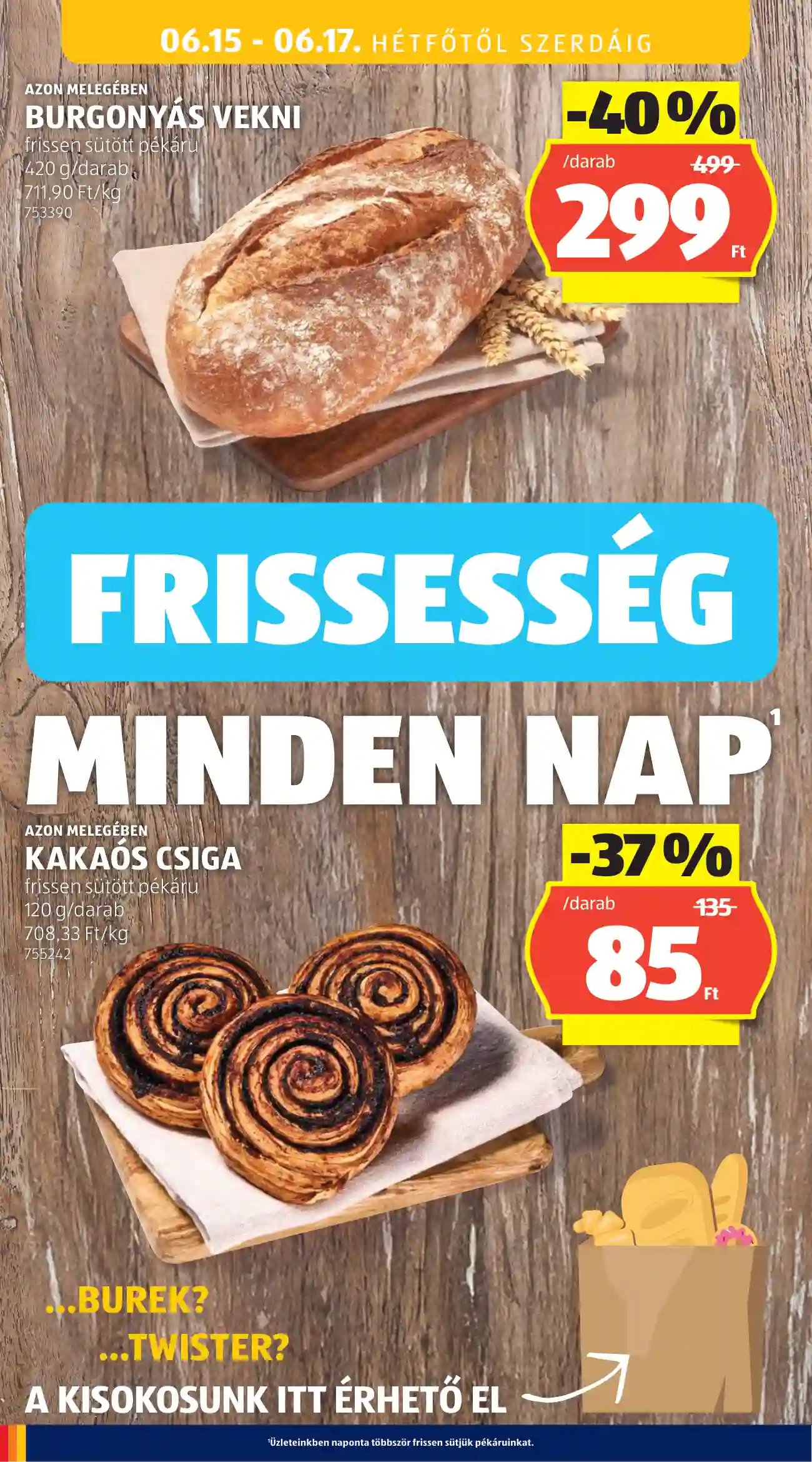AZON MELEGÉBEN VAJAS CROISSANT frissen sütött pékáru 70 g/darab – ALDI akciós újság 37. oldal