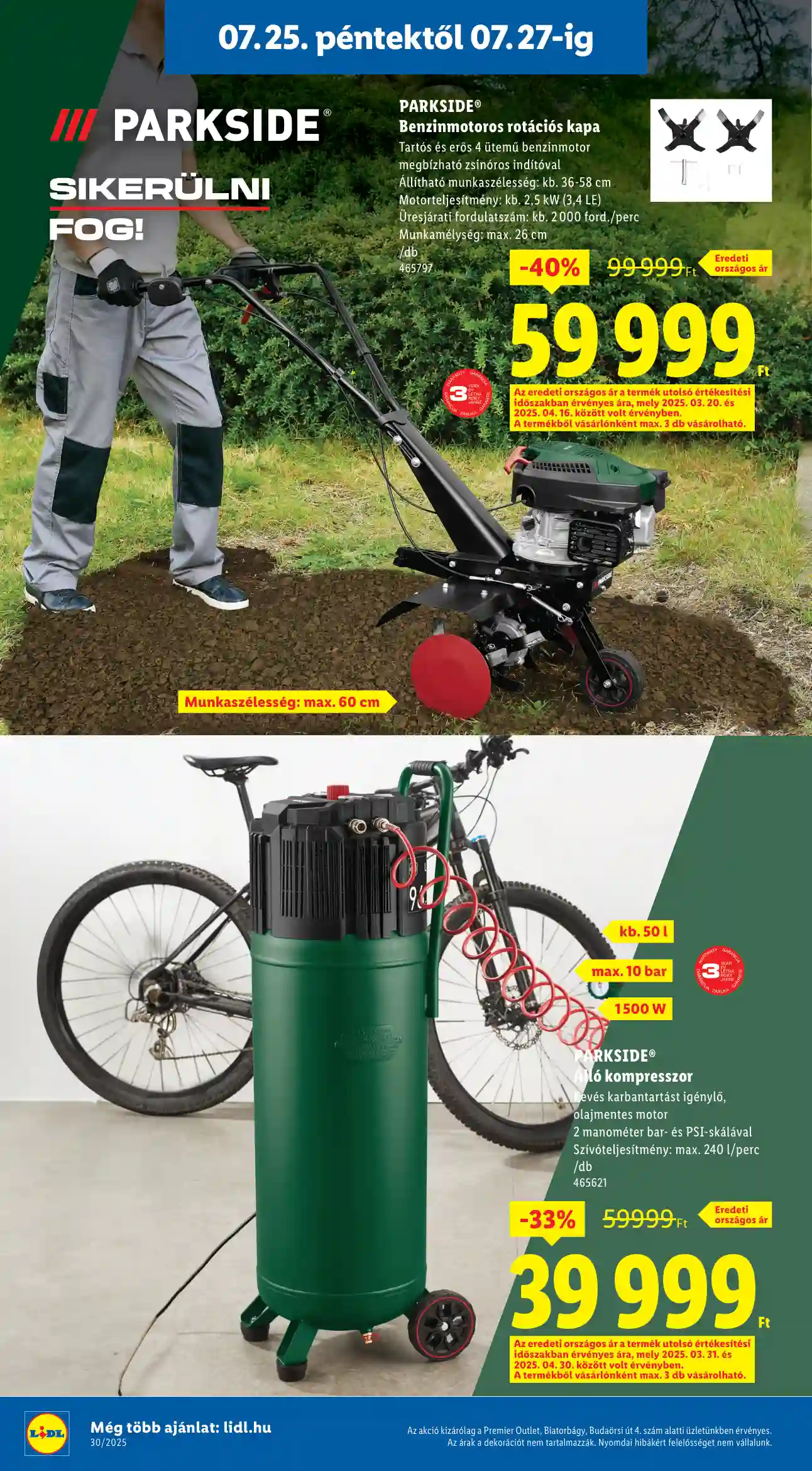 Lidl akciós újság 30. hét (Parkside outlet akciók – Biatorbágy) (2 oldal)