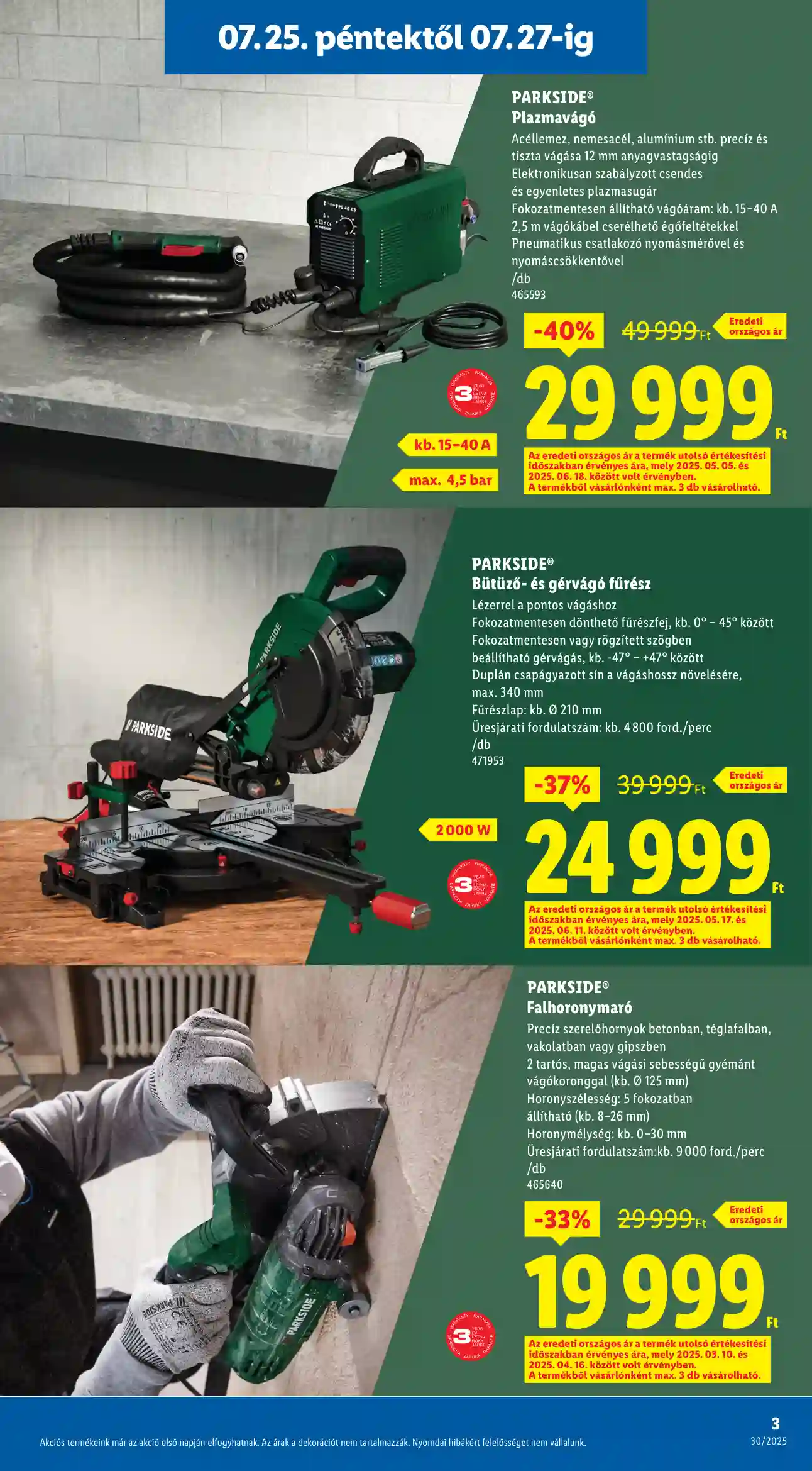 Lidl akciós újság 30. hét (Parkside outlet akciók – Biatorbágy) (3 oldal)