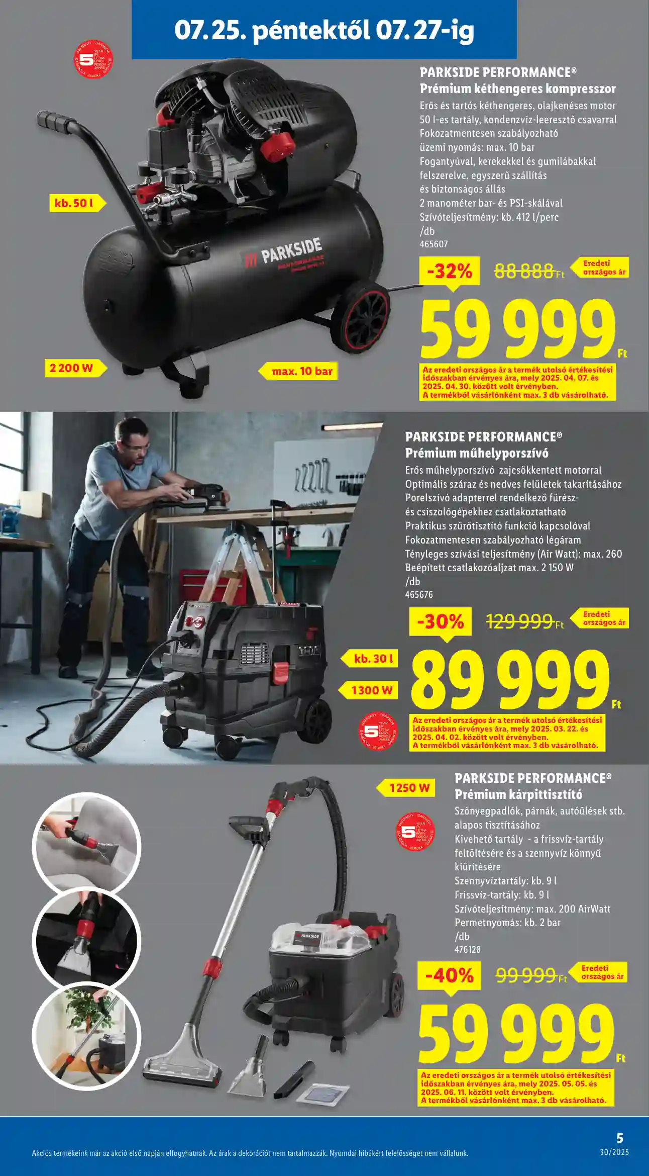 Lidl akciós újság 30. hét (Parkside outlet akciók – Biatorbágy) (5 oldal)